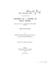 Cover of: The Advanced Part of A Treatise on the Dynamics of a System of Rigid Bodies: Being Part II. of a ...