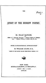 Cover of: The Spirit of the Hebrew Poetry