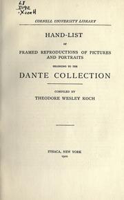 Cover of: Hand-list of framed reproductions of pictures and portraits belonging to the Dante Collection | Cornell University. Libraries.
