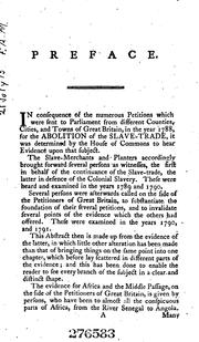 Cover of: An Abstract of the Evidence Delivered Before a Select Committee of the House of Commons, in the ...