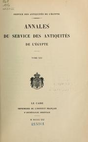 Cover of: Annales du Service des antiquités de l'Egypte by Service des Antiquités de l’Égypte