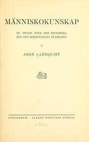 Cover of: Människokunskap by Landquist, John