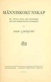 Cover of: Människokunskap: en studie över den historiska och den konstnärliga kunskapen