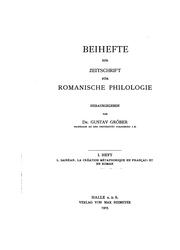 Cover of: Beihefte zur Zeitschrift F�ur romanische Philologie by Reinhold Kontzi