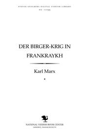Cover of: Der birger-ḳrig in Franḳraykh