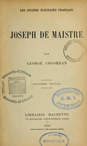 Cover of: Joseph de Maistre