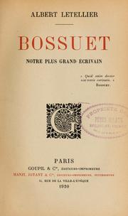 Cover of: Bossuet: notre plus grand écrivain.