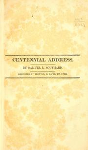 Cover of: Centennial address