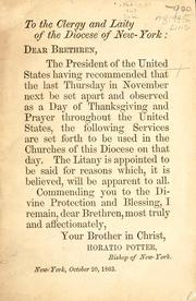 Cover of: [Pastoral letter] to the clergy and laity of the Diocese of New York