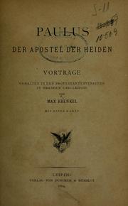 Cover of: Paulus, der Apostel der Heiden by Max Krenkel