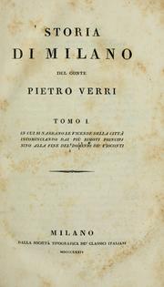Cover of: Storia di Milano del conte Pietro Verri by Pietro Verri