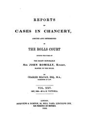 Cover of Reports of Cases in Chancery, Argued and Determined in the Rolls Court During the Time of Lord ... by baron henry bickersteth langdale ,chaloner william chute,charles. beavan ,john romilly romilly