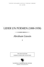 Cover of: Lider un poemen (1888-1938) by Abraham Liessin
