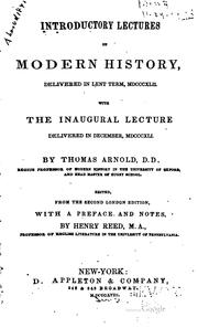 Cover of: Introductory Lectures on Modern History: Delivered in Lent Term, MDCCCXLII ...