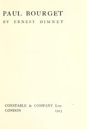 Cover of: Paul Bourget by Ernest Dimnet