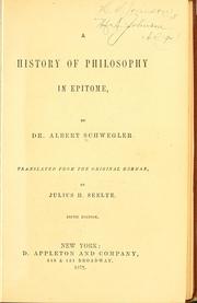 Cover of: A history of philosophy in epitome