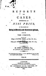 Cover of: Reports of Cases Determined at Nisi Prius: In the Courts of King's Bench and Common Pleas, and ...