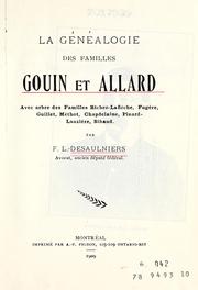 Cover of: La généalogie des familles Gouin et Allard by François Lesieur Desaulniers