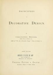 Cover of: Principles of decorative design by Christopher Dresser