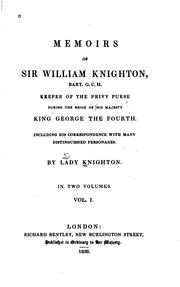 Cover of: Memoirs of Sir William Knighton, bart., G. C. H. by Knighton, William Sir, bart.