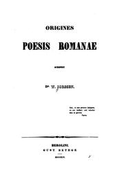 Cover of: Origines poesis romanae