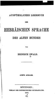 Cover of: Ausführliches Lehrbuch der hebräischen Sprache des alten Bundes
