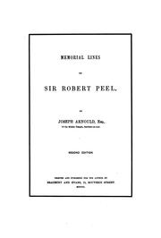 Cover of: Memorial lines on Sir Robert Peel