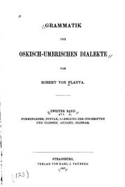 Cover of: Grammatik der oskisch-umbrischen Dialekte