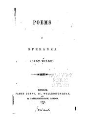 Cover of: Poems by Lady Jane "Speranza" Wilde