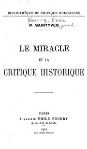 Cover of: Le Miracle et la critique historique