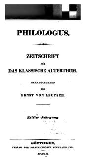 Cover of: Philologus by Akademie der Wissenschaften der DDR . Zentralinstitut für Alte Geschichte und Archäologie , Zentralinstitut für Alte Geschichte und Archäologie, Berlin , DDR ., Zentralinstitut für Alte Geschichte und Archäologie