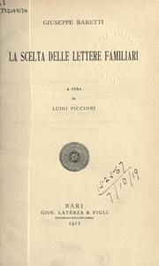 Cover of: La scelta delle lettere familiari