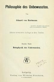 Cover of: Philosophie des Unbewussten by Eduard von Hartmann