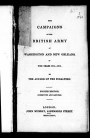 Cover of: The campaigns of the British army at Washington and New Orleans in the years 1814-1815 | G. R. Gleig