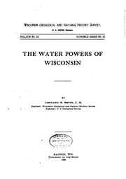 Cover of: The water powers of Wisconsin by Smith, Leonard S.