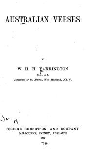 Cover of: Australian Verses by William Henry Hazell Yarrington, William Henry Hazell Yarrington