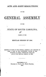 Cover of: Acts and Joint Resolutions of the General Assembly of the State of South ...