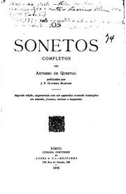 Cover of: Os sonetos completos de Anthero de Quental by Antero de Quental