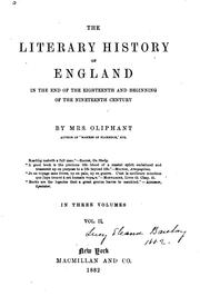 Cover of: The literary history of England in the end of the eighteenth and beginning of the ninetheenth century