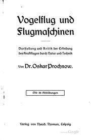 Cover of: Vogelflug und Flugmaschinen by Prochnow, Oskar.