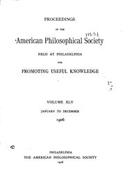 Cover of: Proceedings of the American Philosophical Society Held at Philadelphia for ...