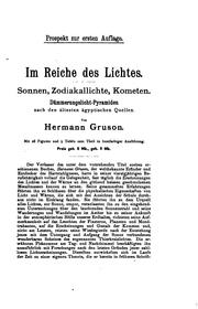 Cover of: Im reiche des lichtes.: Sonnen, zodiakallichte, kometen. Dämmerungslicht-pyramiden nach den ältesten ägyptischen quellen.