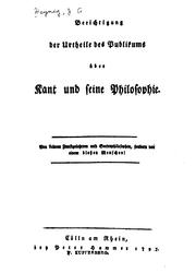 Berichtigung der Urtheile des Publikums über Kant und seine Philosophie by Johann Gottlob Heynig