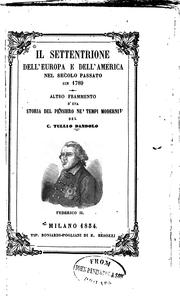 Cover of: Il settentrione dell'Europa e dell' America nel secolo passato sin 1789