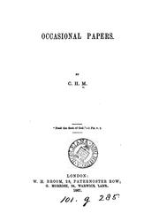Cover of: Occasional papers, by C.H.M. by 