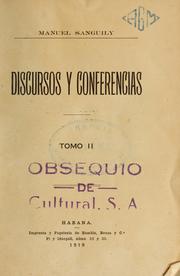 Cover of: Discursos y conferencias by Manuel Sanguily