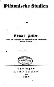 Cover of: Platonische Studien by Eduard Zeller