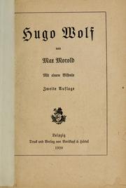 Cover of: Hugo Wolf
