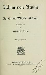 Cover of: Achim von Arnim: und die ihm nahe standen