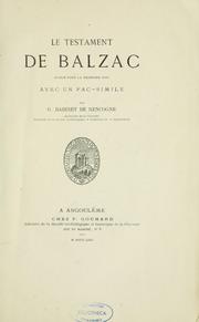 Cover of: Le Testament de Balzac by Jean-Louis Guez de Balzac